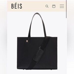 BEIS Black The Work Leather Tote Bag - Large size